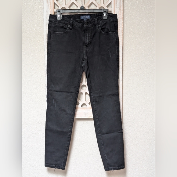 Just USA women's size 28 black skinny jeans distressed work wear casual minimal - Picture 1 of 9